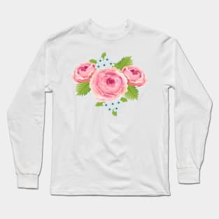 Peony Flowers Design Long Sleeve T-Shirt